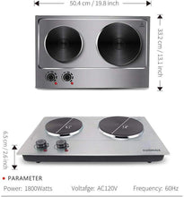 Load image into Gallery viewer, Double Electric Burner with Stainless Steel Finish – Ideal for Indoor Cooking