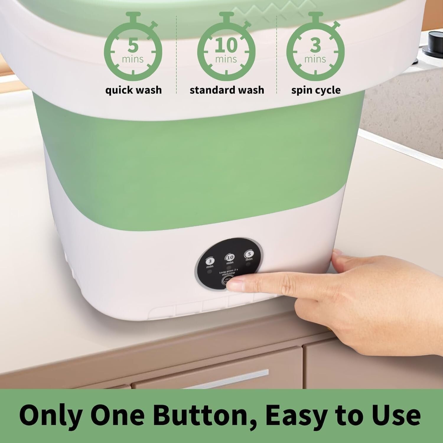Foldable 3 Mode Mini Washer with Spin Basket – Perfect for Travel & Apartments
