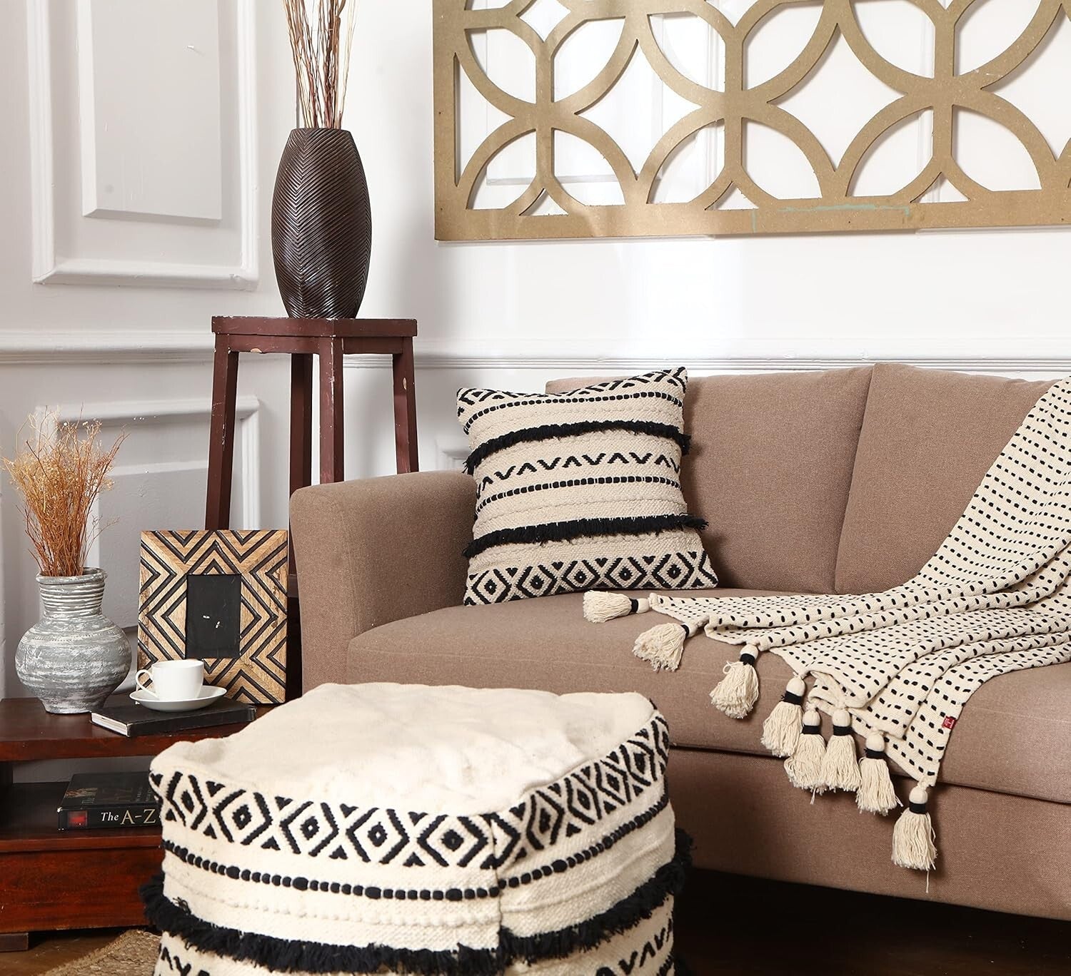 Elegant Handmade 18x18 Boho Throw Pillow Covers - Set of 2 with Zipper Closure