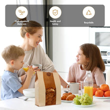 Load image into Gallery viewer, Kraft Paper Loaf Bags with Clear Window &amp; Labels - 200 Count for Fresh Storage