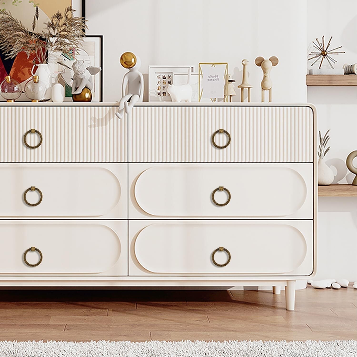 Elegant 12-Piece Antique Brass Round Pulls - Easy Install Cabinet Handles