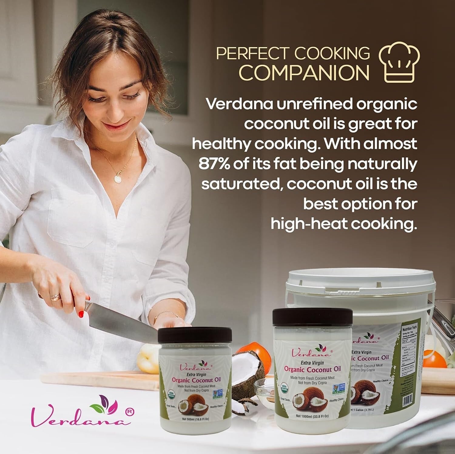 Large 1 Gallon Extra Virgin Coconut Oil - Healthy Cooking & Natural Skincare