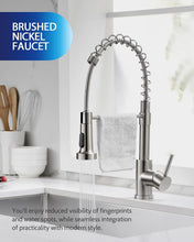 Load image into Gallery viewer, Brushed Nickel Kitchen Faucet with Pull Down Sprayer &amp; High Arc - Easy Install
