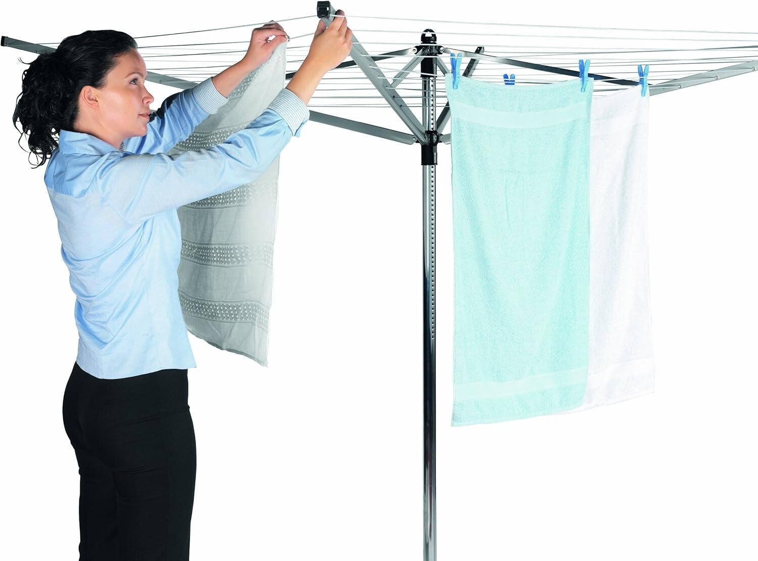 Versatile Folding Clothes Drying Rack with Clothespins and Protective Cover