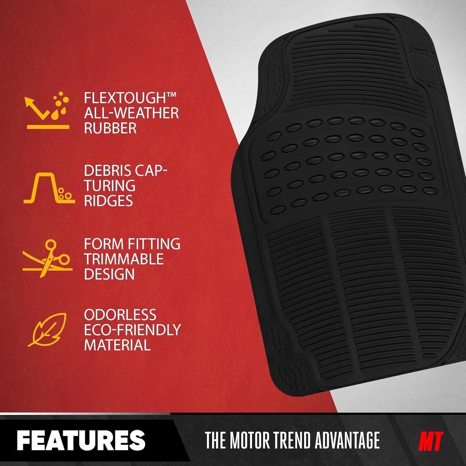 Custom Trim-to-Fit Black Rubber Floor Mats for Cars, SUVs & Trucks – 4 Piece Set