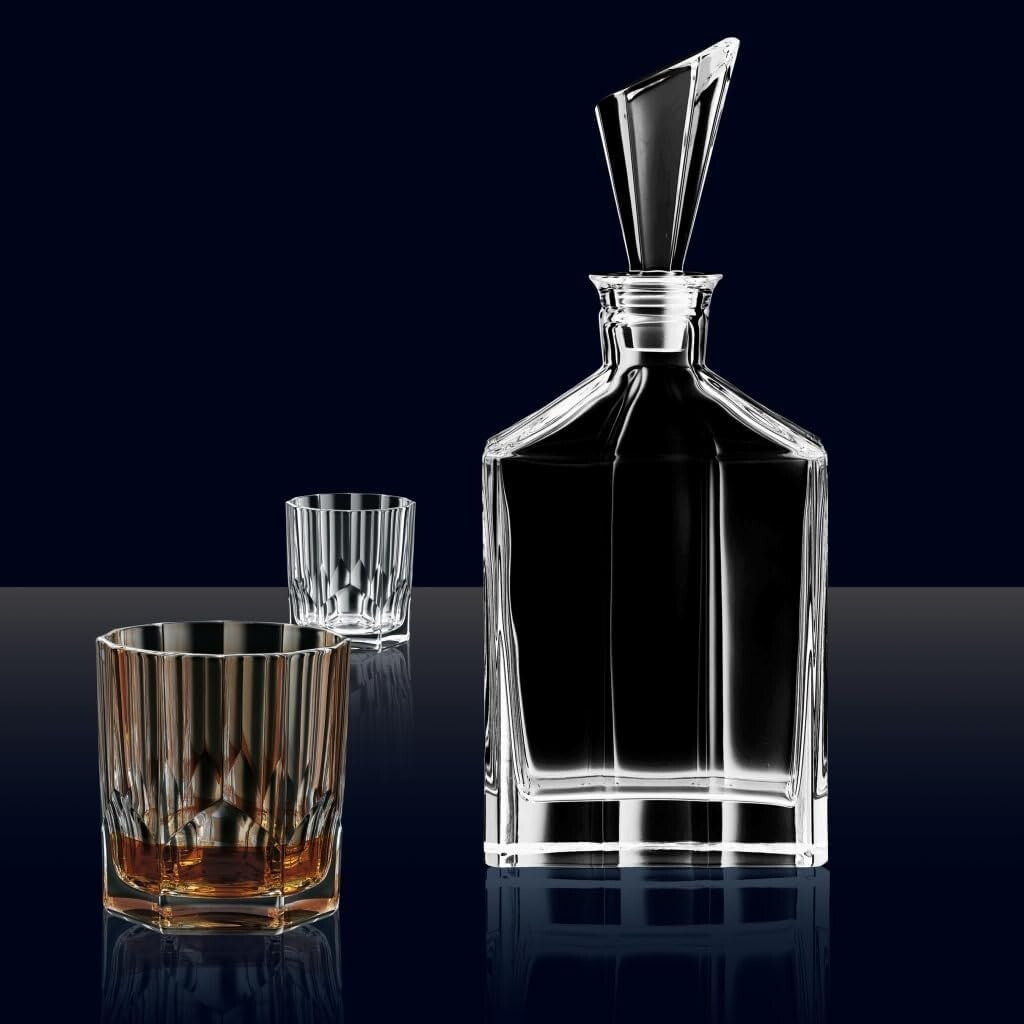 Luxury Clear Crystal Whisky Decanter and Tumblers Gift Set for Men - Aspen Style