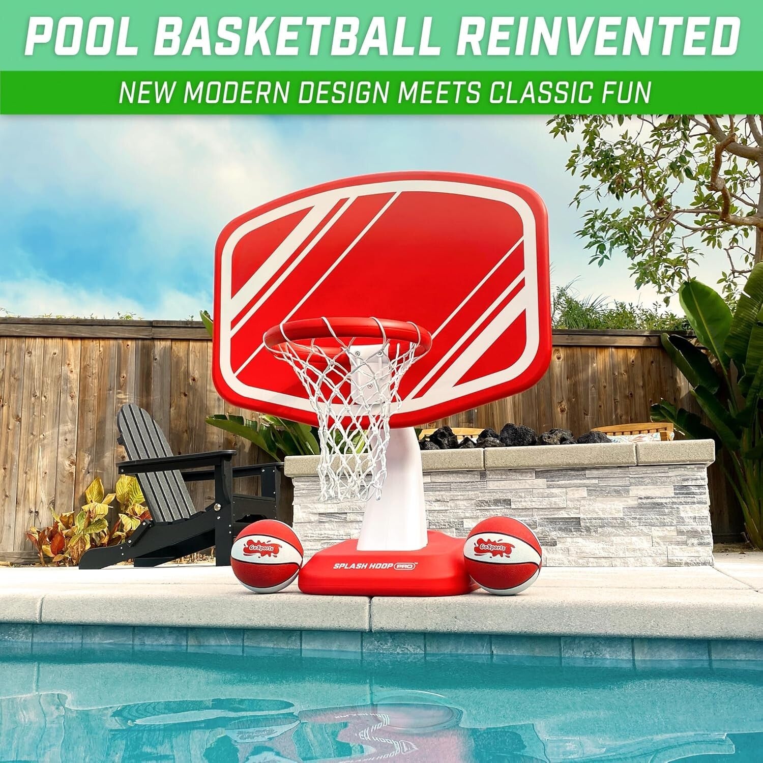 All-in-One Splash Hoop PRO: Pool Basketball Setup with Balls & Pump Included