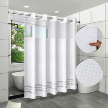 Load image into Gallery viewer, Stylish Machine Washable White Shower Curtain - 71x74in, Hook-Free for Easy Use