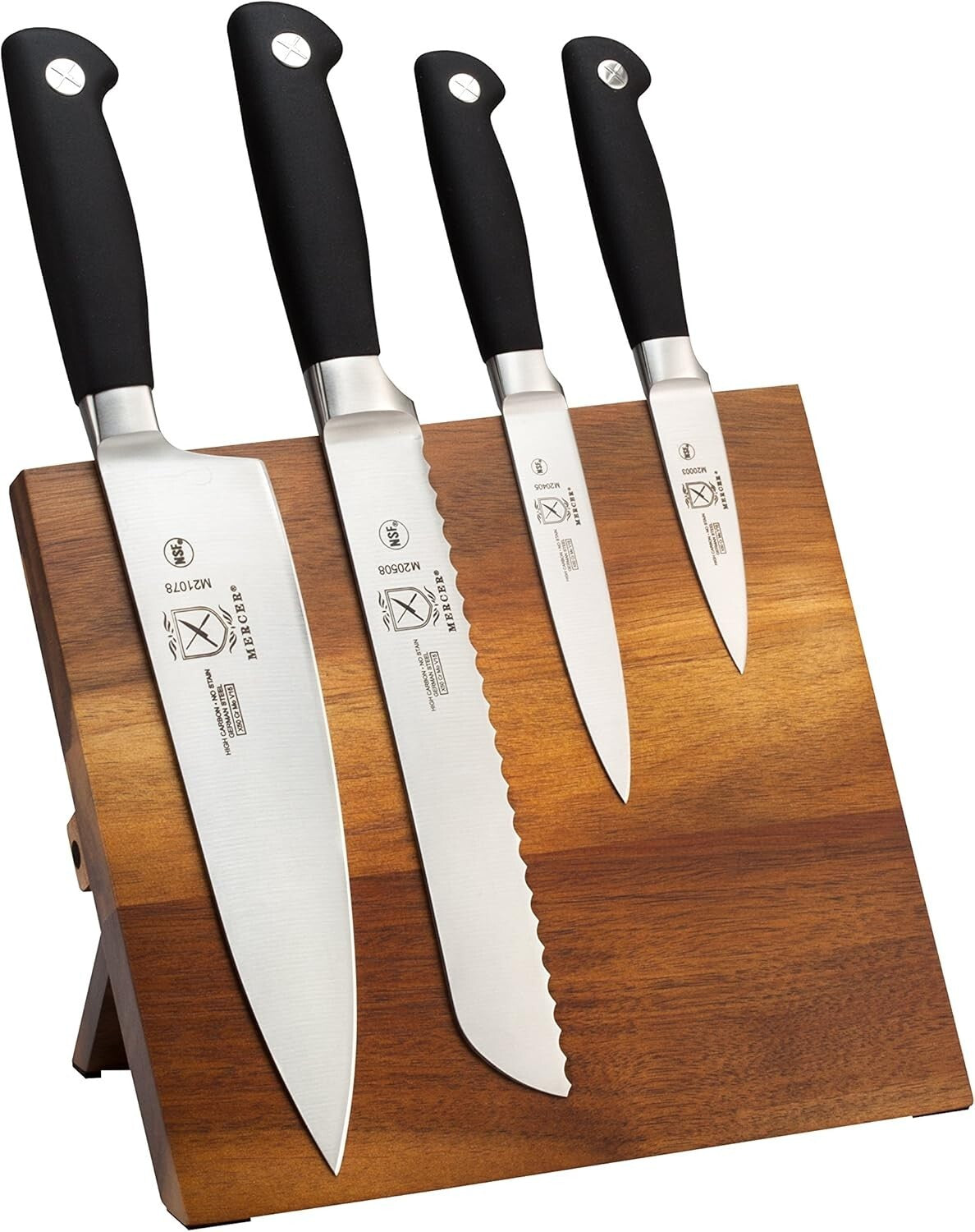 Ergonomic Genesis 5-Piece Kitchen Knife Set with 10-Inch Bread Knife and Magnet