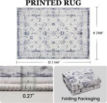 Load image into Gallery viewer, Stylish 9x12 Non-Slip Area Rug - Vintage Floral Design for Living Spaces