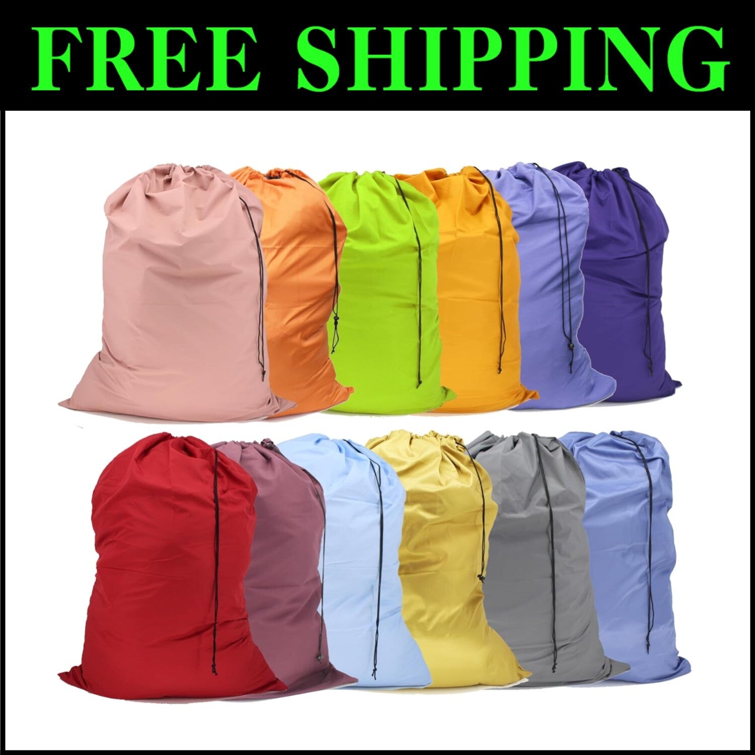 Machine Washable Extra Large Drawstring Laundry Bags - 12 Pack for Everyday Use