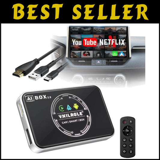 Seamless Streaming Wireless Adapter for CarPlay & Android Auto - Remote Included