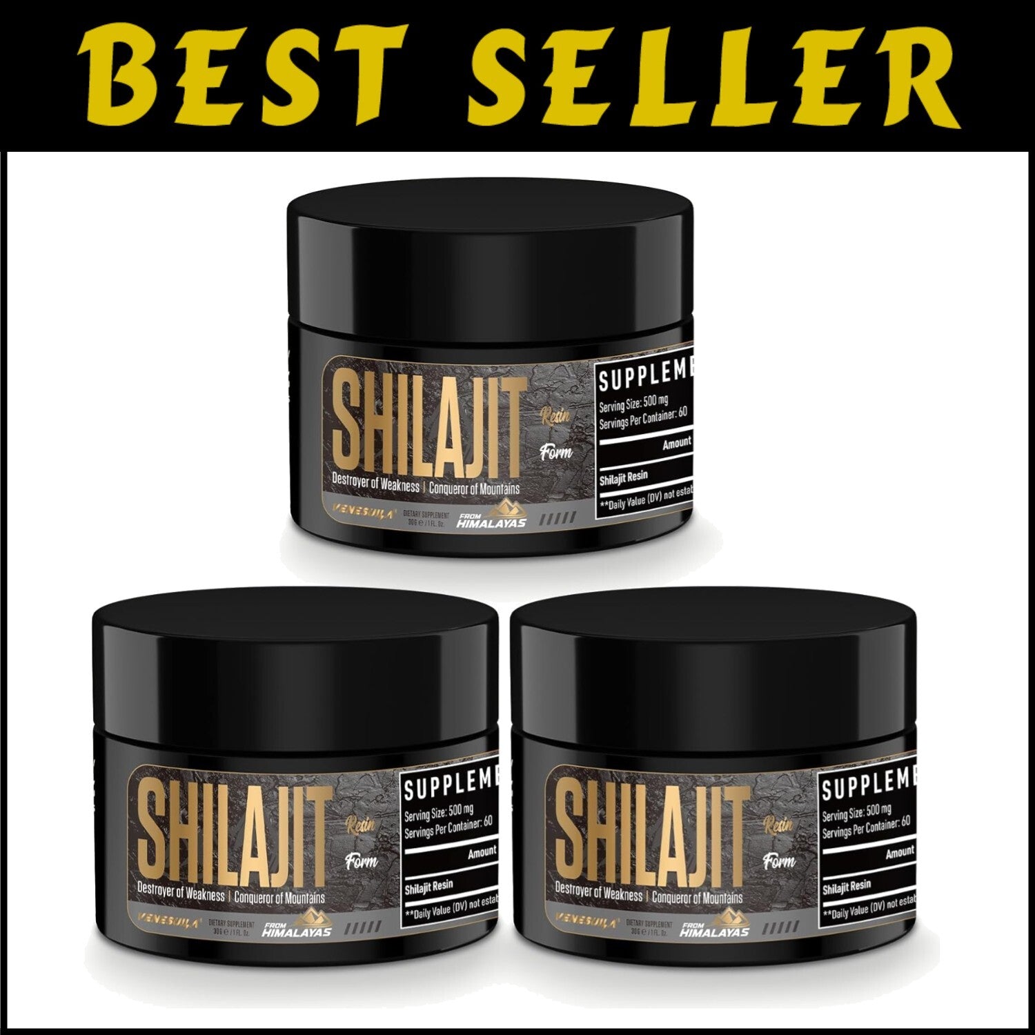 Authentic Himalayan Shilajit Resin - 85 Minerals for Daily Vitality (3 Count)