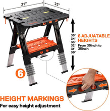 Load image into Gallery viewer, Portable Folding 2-in-1 Workbench &amp; Sawhorse - Lightweight &amp; Multifunctional