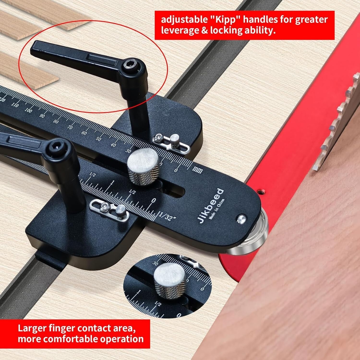 Durable Aluminum Thin Rip Jig for Table Saw - Laser-Engraved Precision Guide