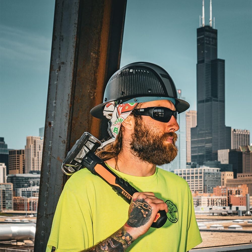 Durable Klein Carbon Fiber Hard Hat - Vented Full Brim Design for Max Safety