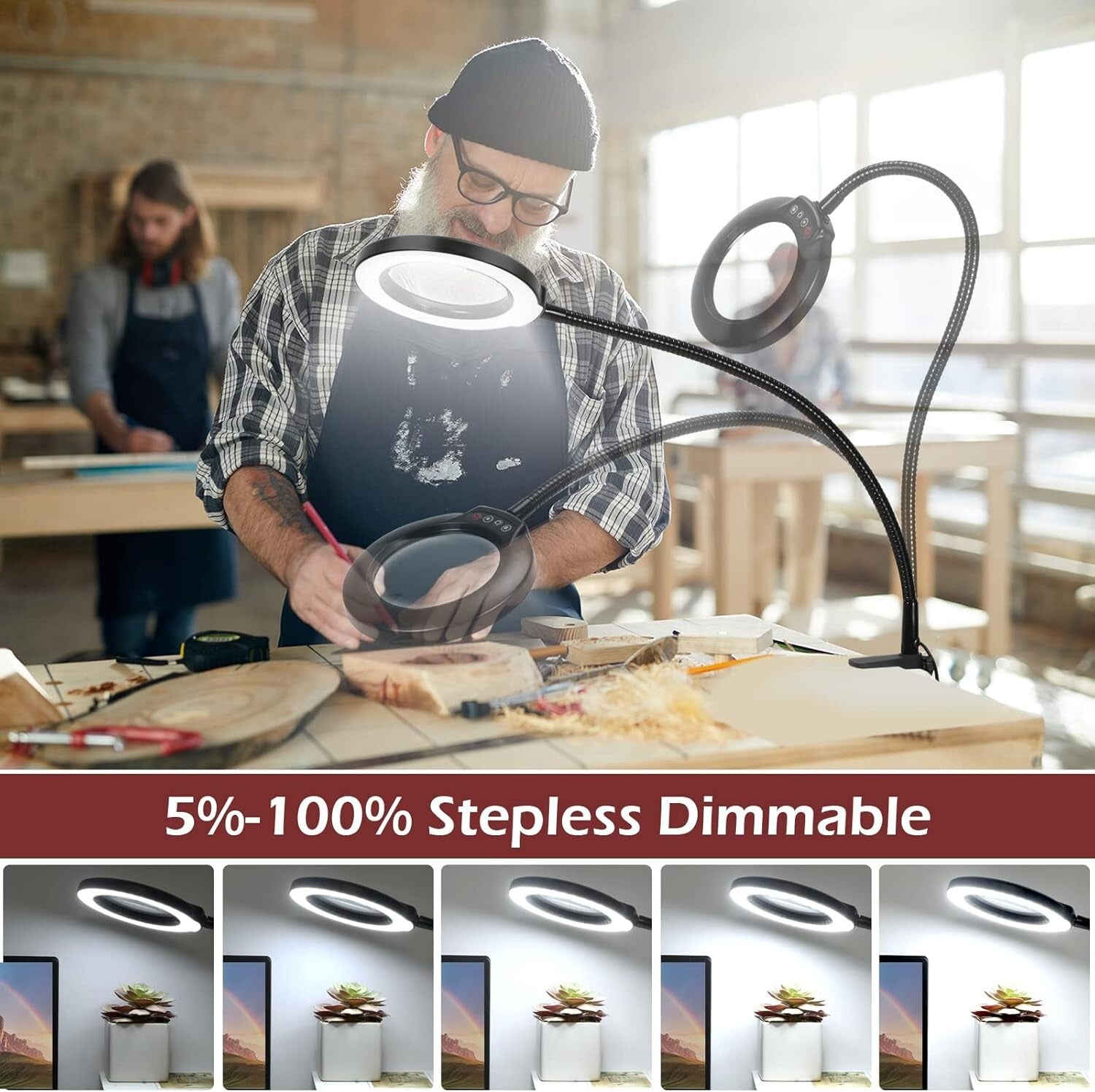 10X Magnifying Lamp with Light & 24" Gooseneck - Hands-Free Crafting Solution
