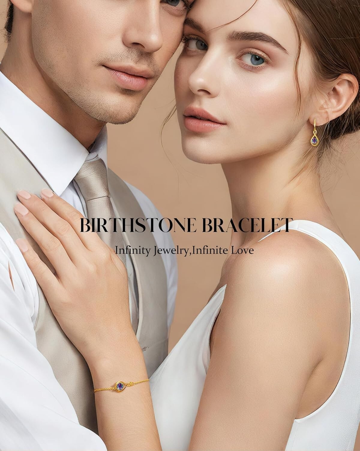 Adjustable 925 Silver Infinity Bracelet with Alexandrite - Perfect Gift for Her