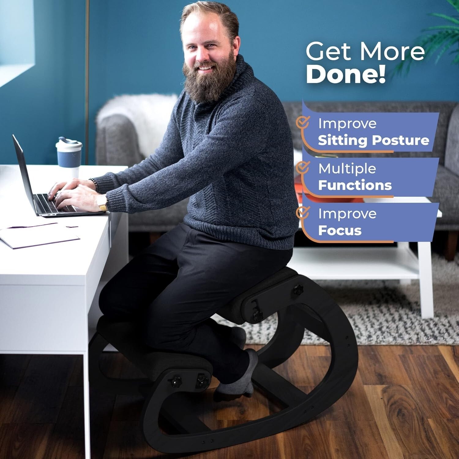 Adjustable Ergonomic Kneeling Chair for Posture Correction & Back Pain Relief