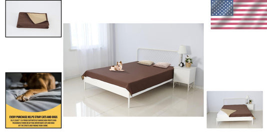 Stylish Brown Reversible Waterproof Cover for Bed or Couch - Pet & Kid Friendly