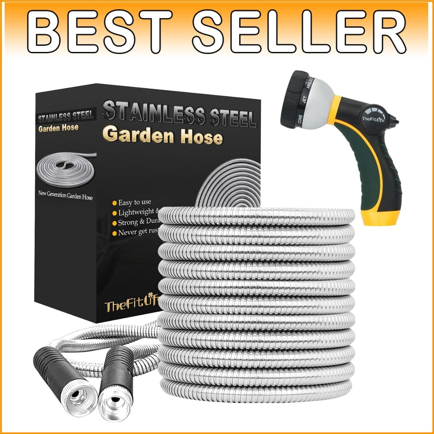 75FT Flexible Stainless Steel Garden Hose - Leak-Resistant & Durable Design