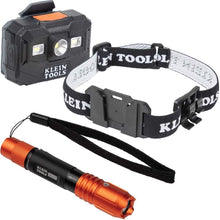 Load image into Gallery viewer, Portable Waterproof Headlamp Kit with Flashlight for Hard Hats - 14-hour Runtime