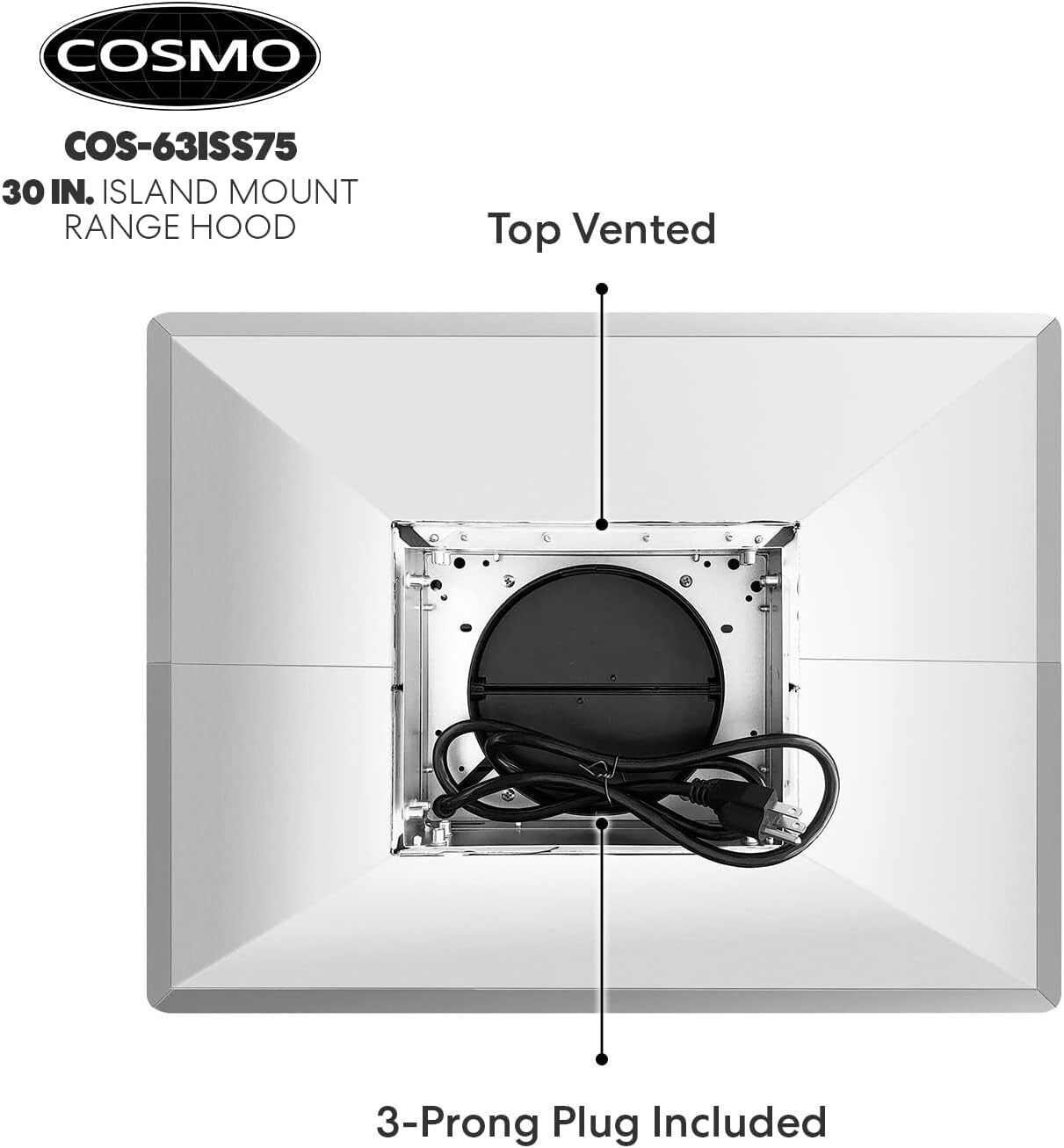 380 CFM Island Mount Range Hood with Touch Controls & Dishwasher-Safe Filters