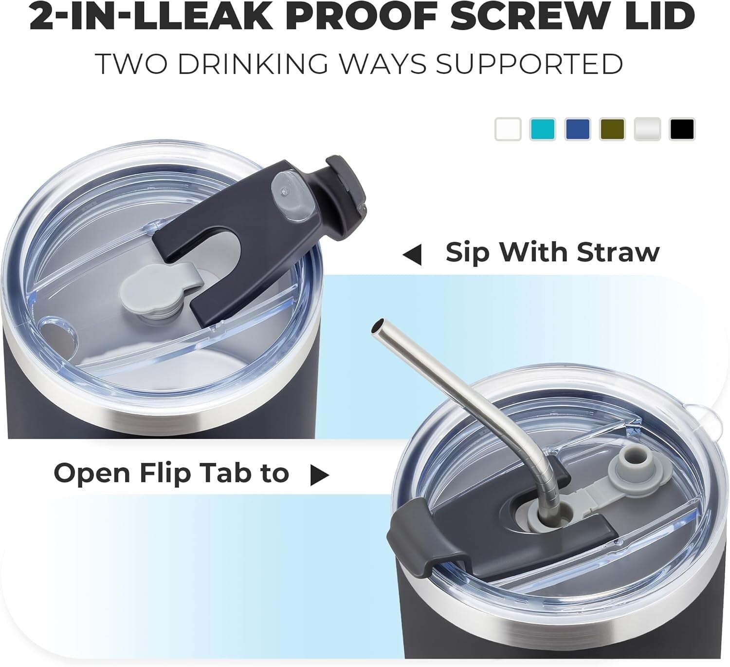 12oz Insulated Stainless Steel Coffee Mugs - 8 Pack, Double Wall & Stylish Black