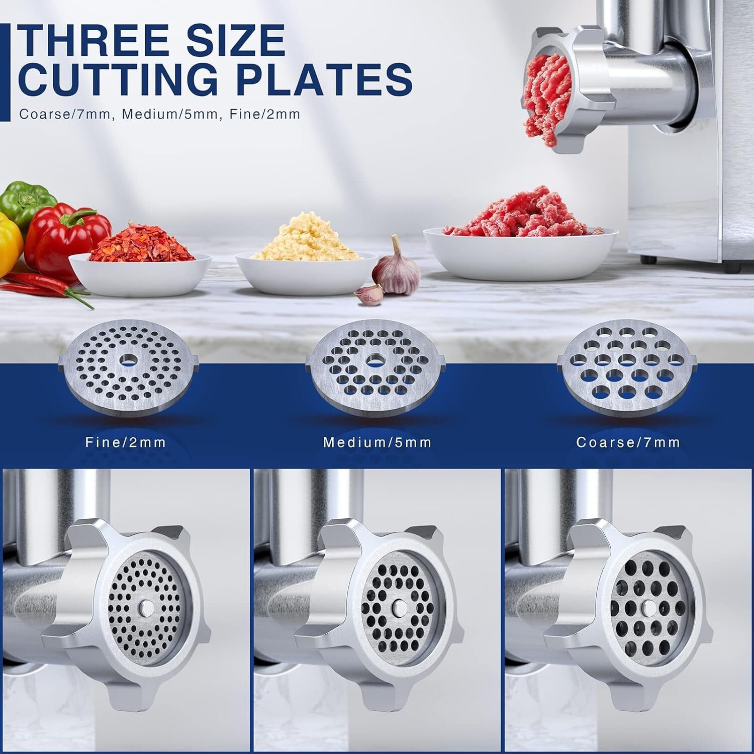 Stainless Steel Meat Grinder Machine - 180 lbs/hour Heavy-Duty with Sausage Kit