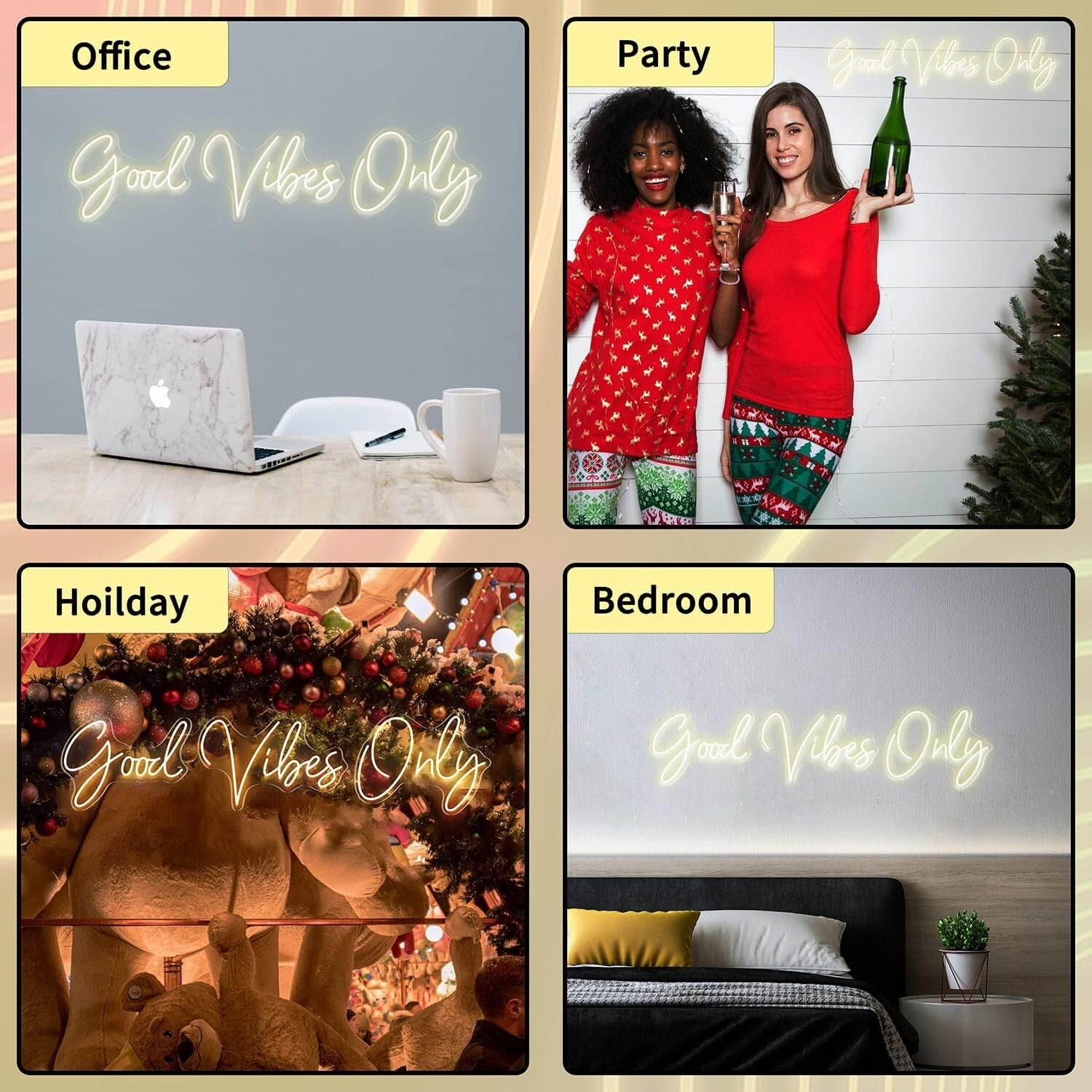 Eye-Catching 'Good Vibes Only' Neon Light - Wall Mount for Celebrations & Decor