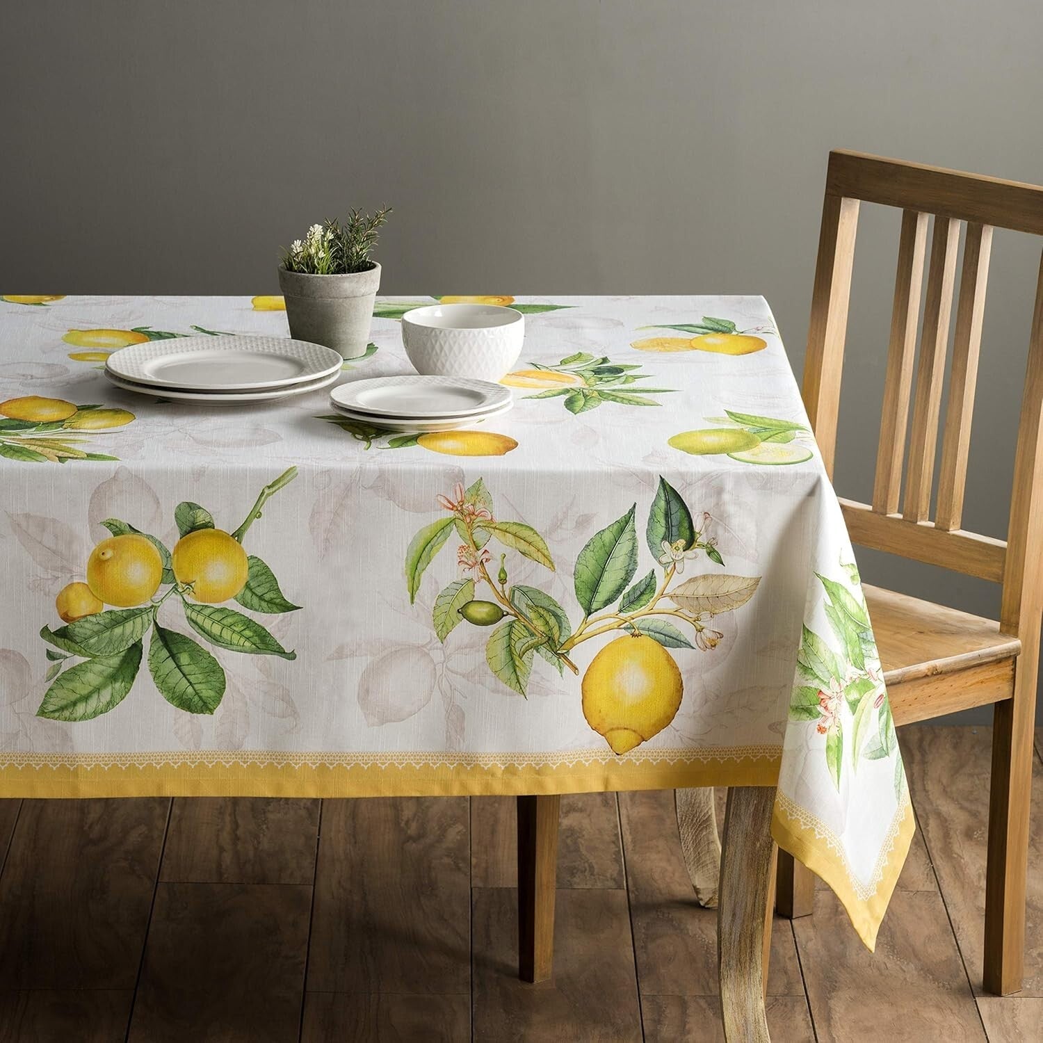 Elegant Leaf Pattern Tablecloth 60" x 120" in Limoncello – Perfect for Events