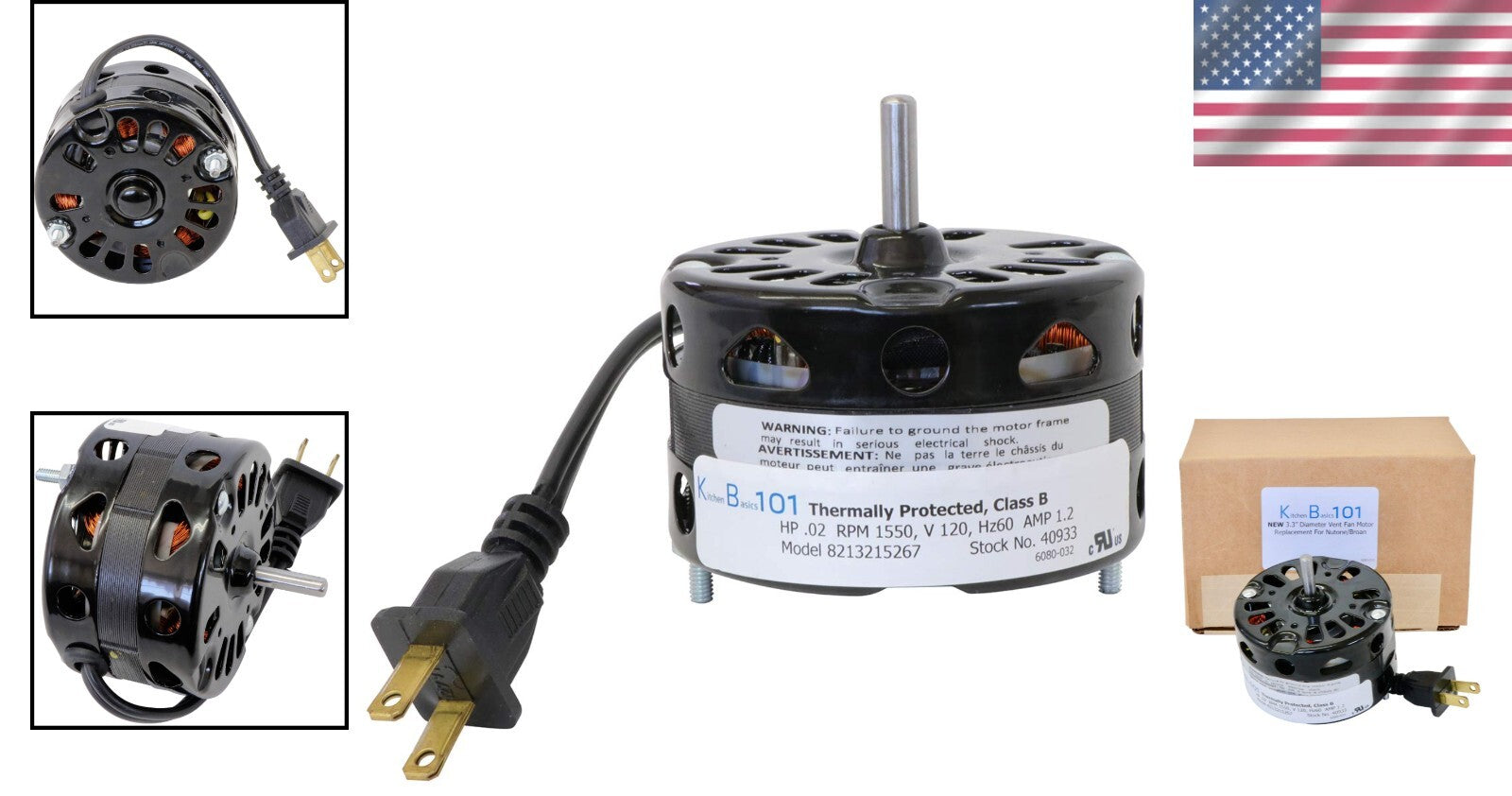 Durable 3.3 Inch Diameter Vent Fan Motor - Direct Replacement for Nutone 86933