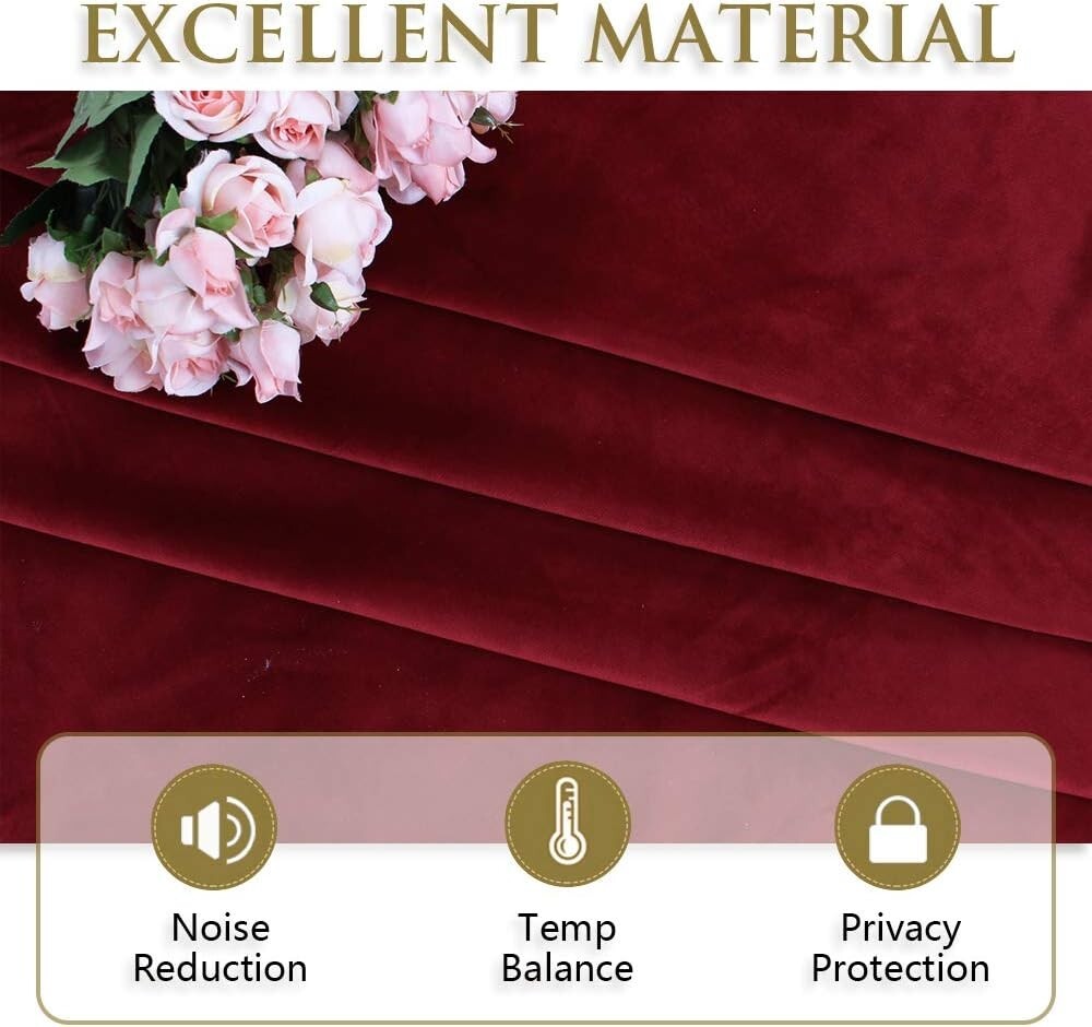 Elegant Red Velvet Drapes for Winter & Halloween Decor, 52" x 84" - 2 Panels