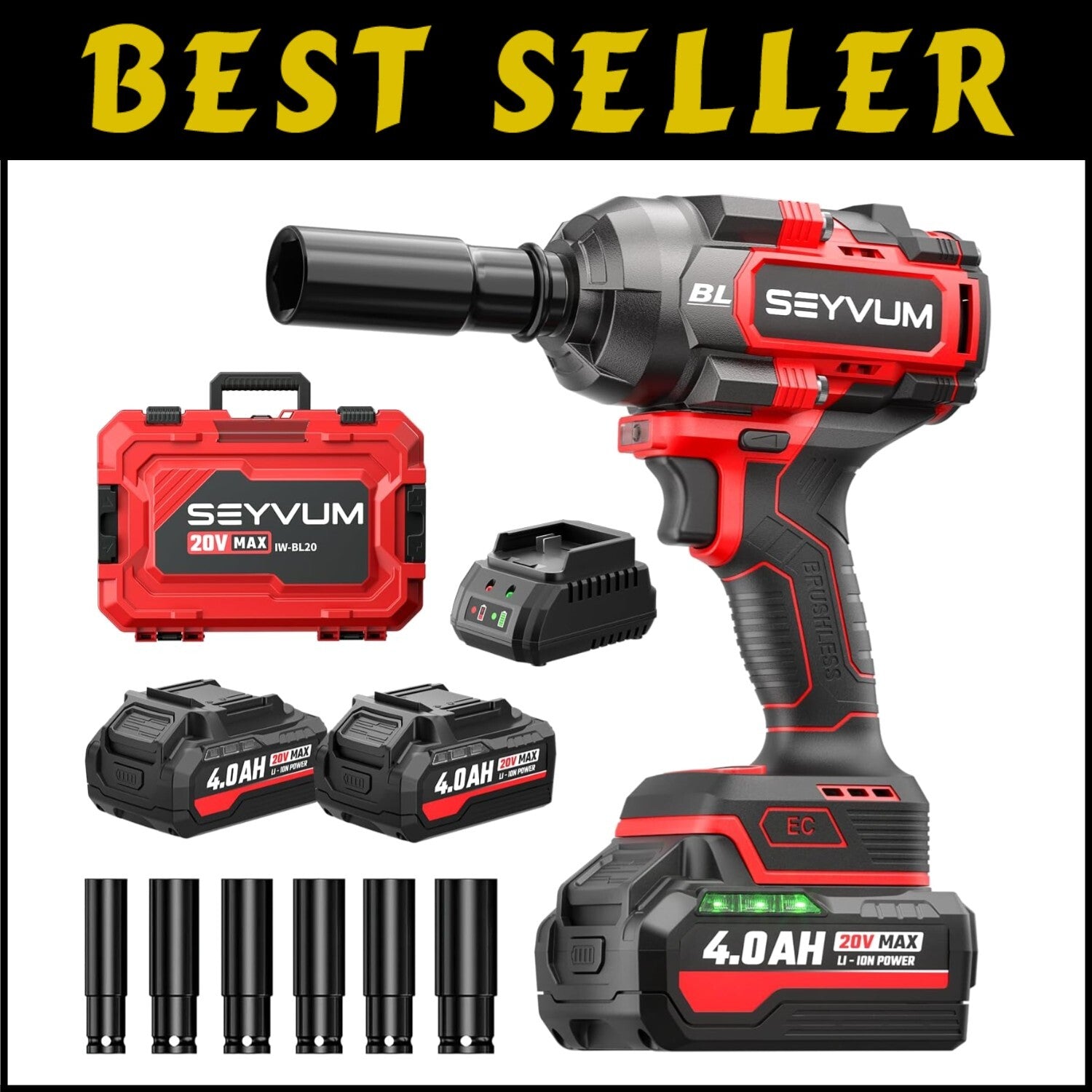 20V Cordless Electric Impact Driver - 3500 RPM, LED Light & 6 Sockets Included