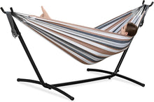Load image into Gallery viewer, 2-Person Heavy Duty Outdoor Hammock with Steel Stand &amp; Portable Carrying Bag