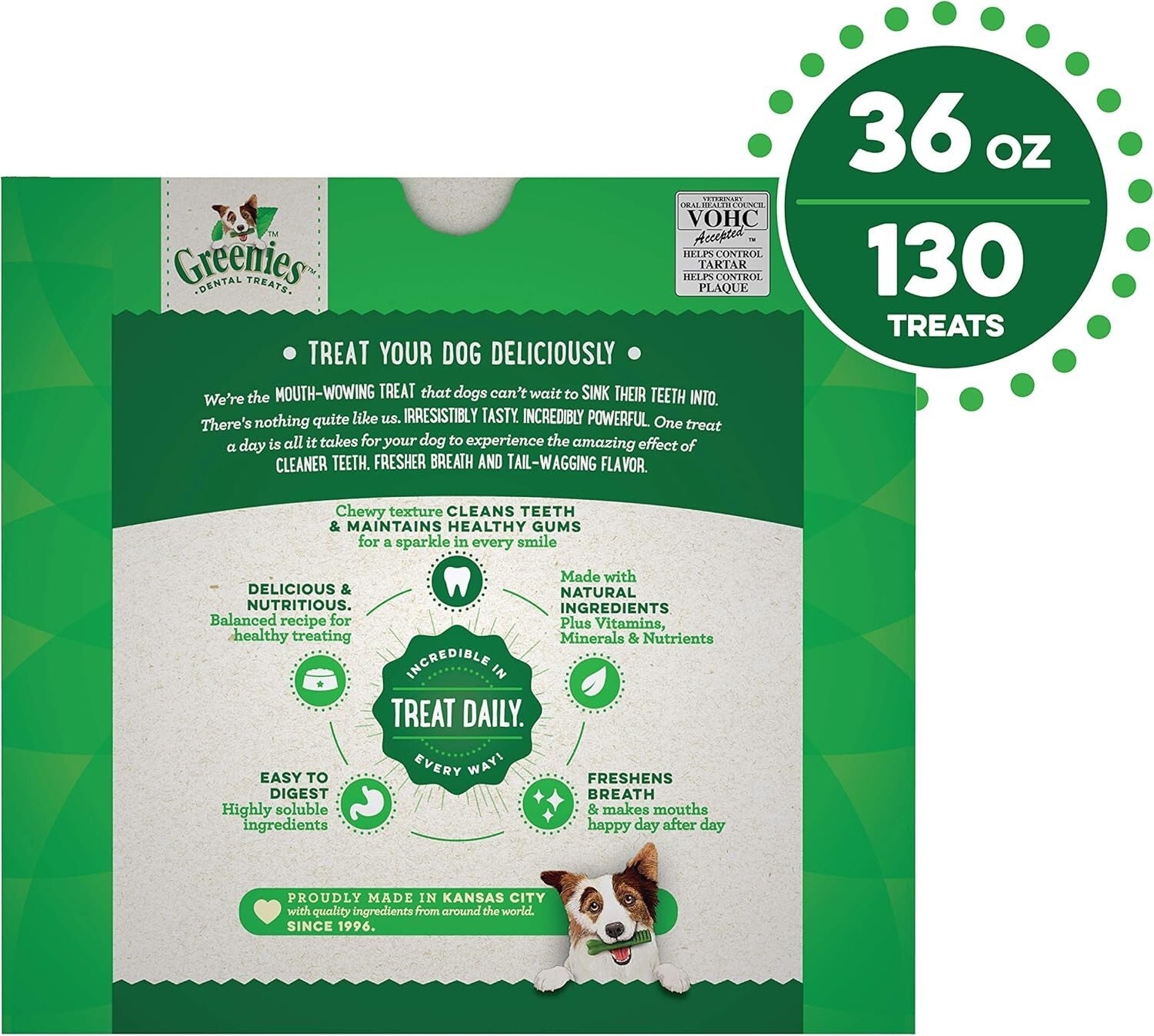130 Chewy Dental Treats for Small Dogs - Original Flavor & Natural Ingredients