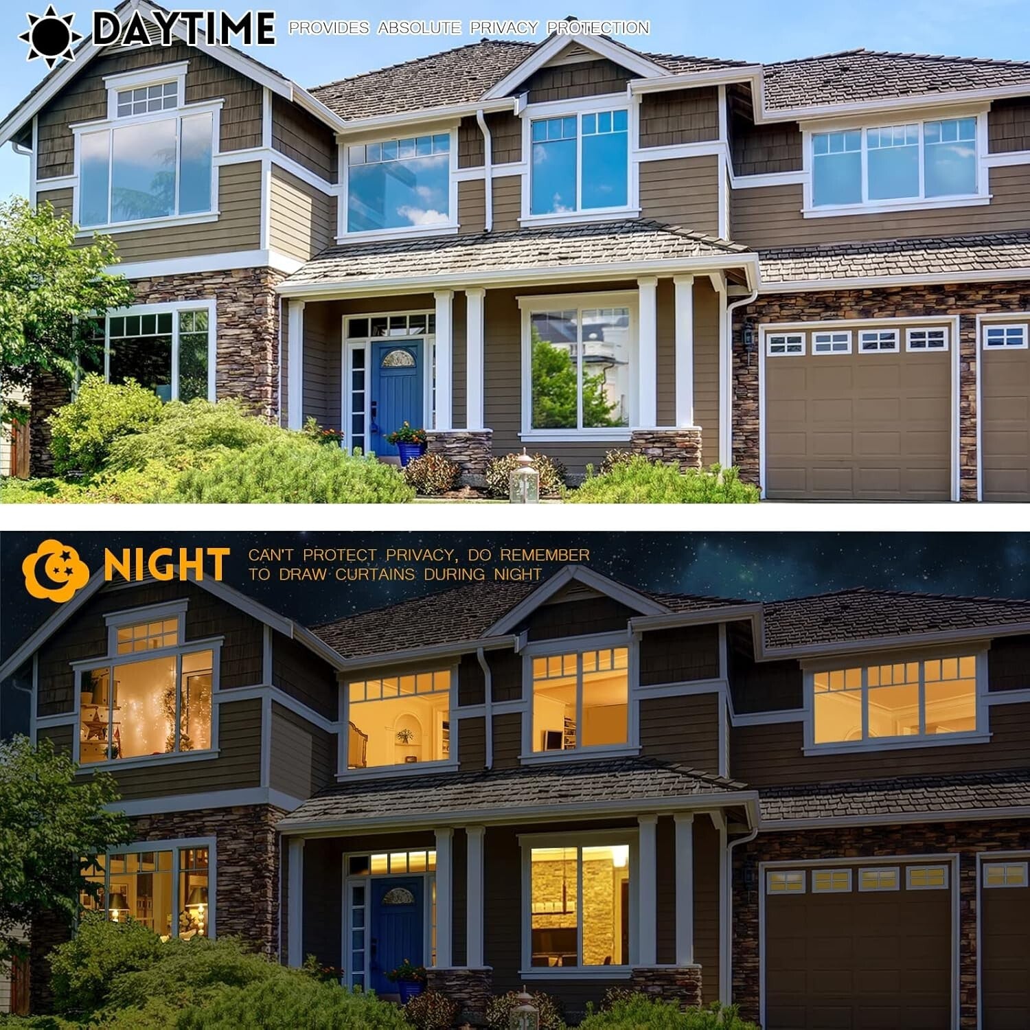 Energy-Saving UV Blocking Window Film - Static Cling, Black-Silver 23.6''x13.1'