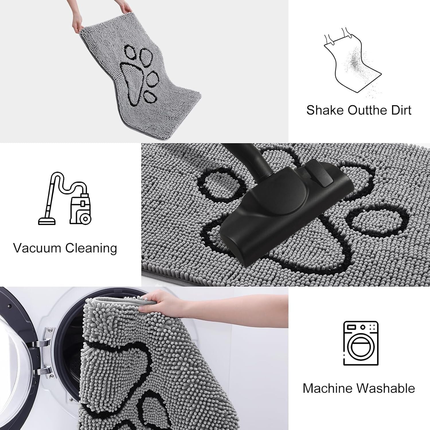 Machine Washable Chenille Dog Door Mat - 70''L x 24''W for Mud-Free Spaces