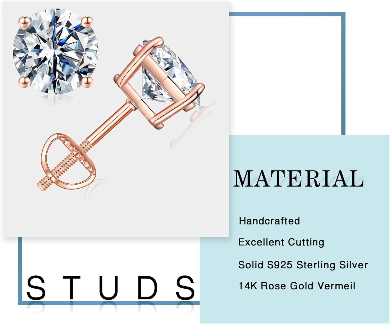 Elegant Moissanite Stud Earrings with 14K Gold Vermeil, Perfect Gift Packaging