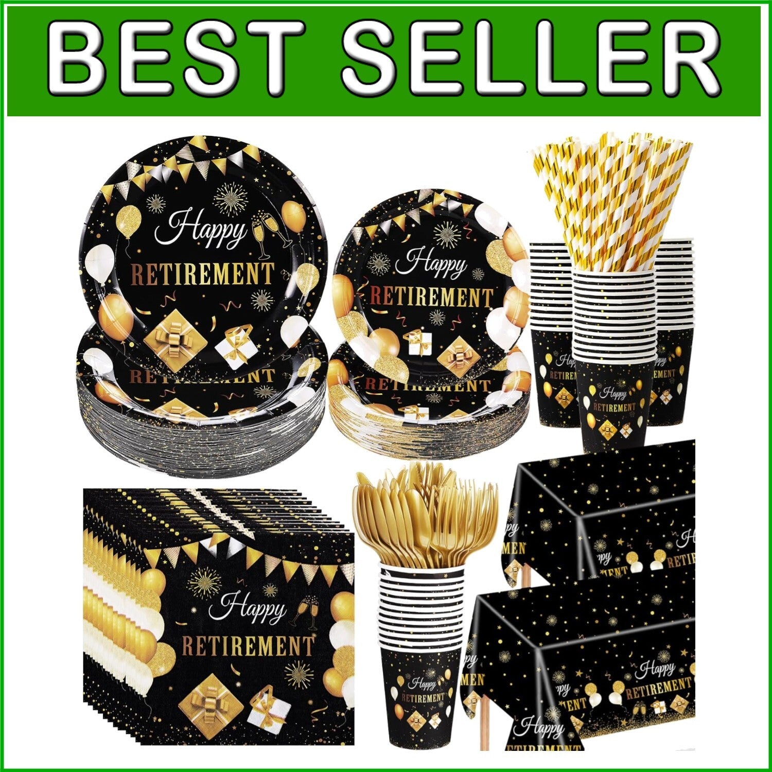 Durable 452 Pcs Elegant Retirement Party Tableware - Ideal for Any Celebration
