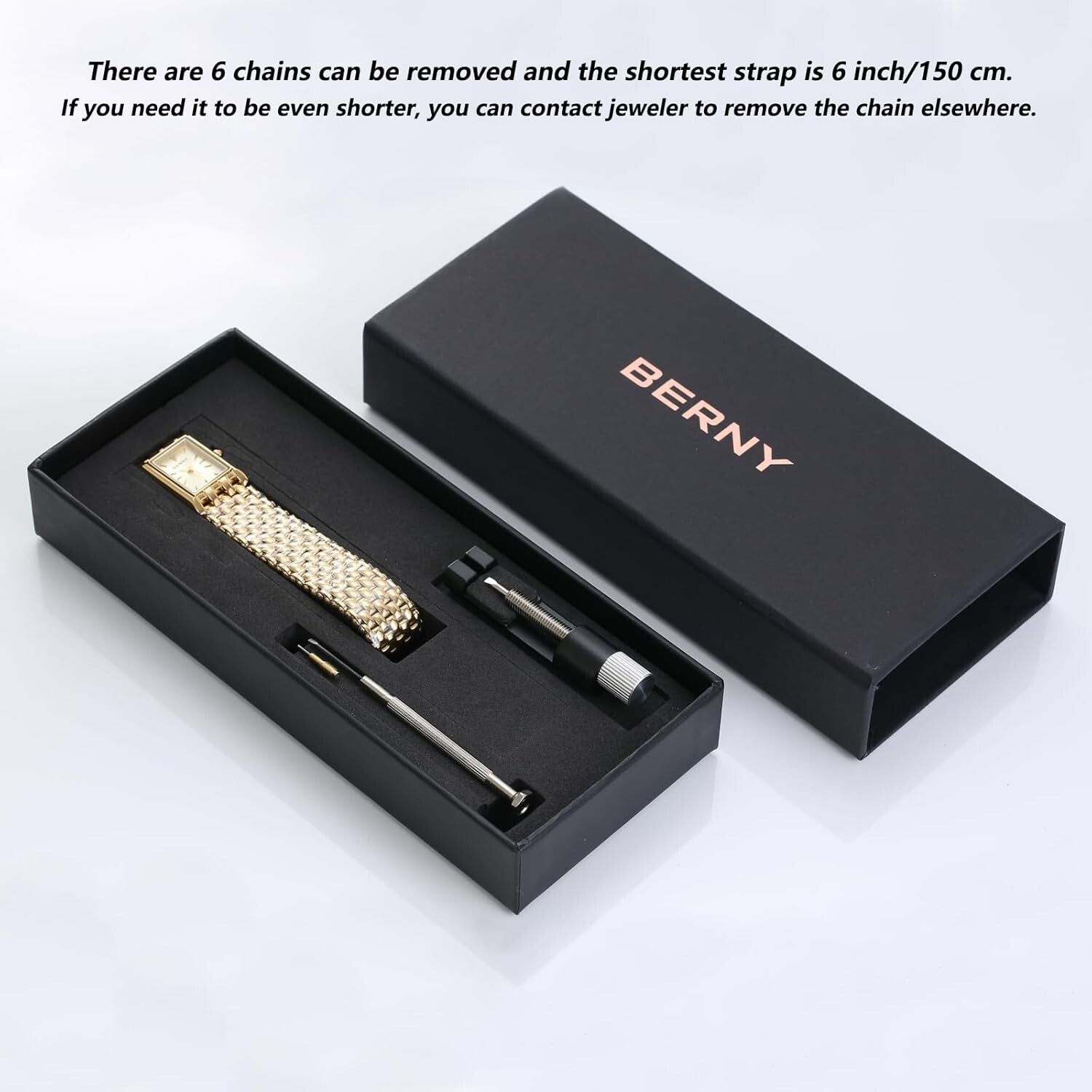 Elegant Adjustable Gold Plated Watch for Women with Quartz Movement and Tools