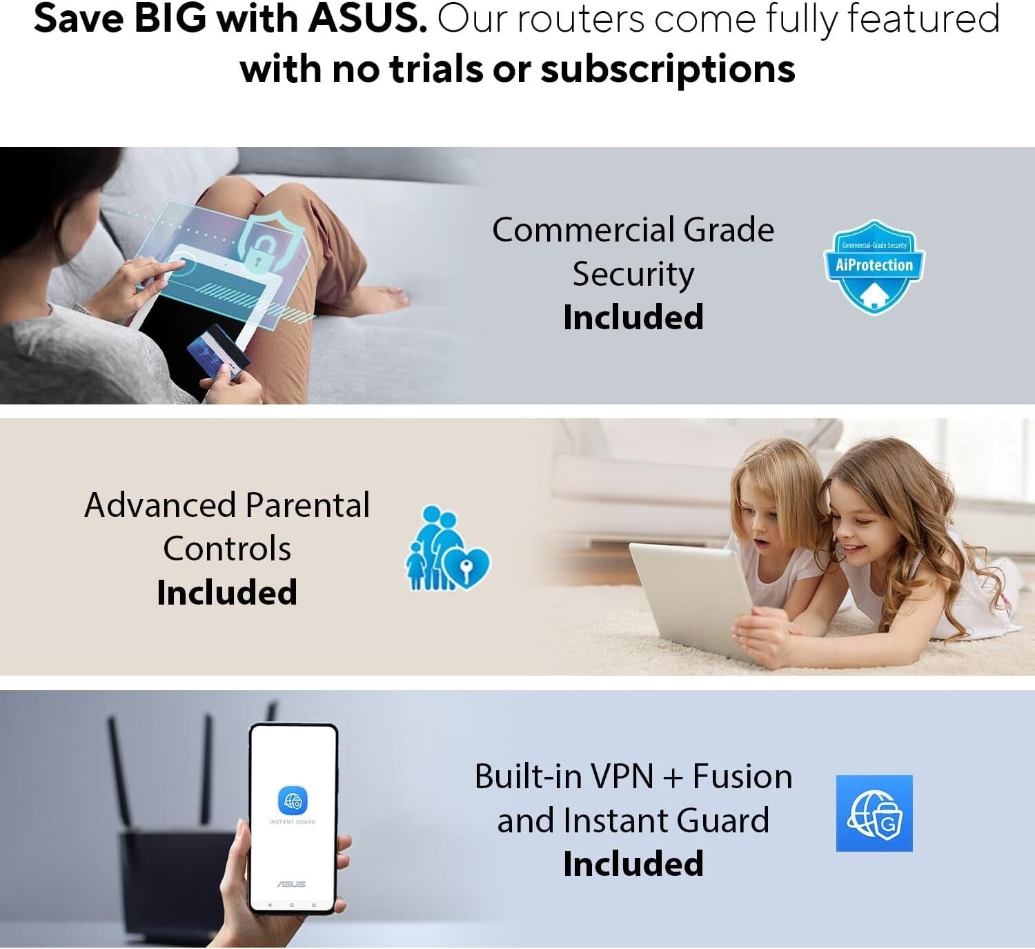 AiMesh Compatible ZenWiFi XD6 with Free Internet Security - 5,400 sq.ft Coverage