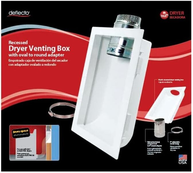 Compact 4" Wall-Mount Dryer Vent Box - Increases Efficiency & Safety