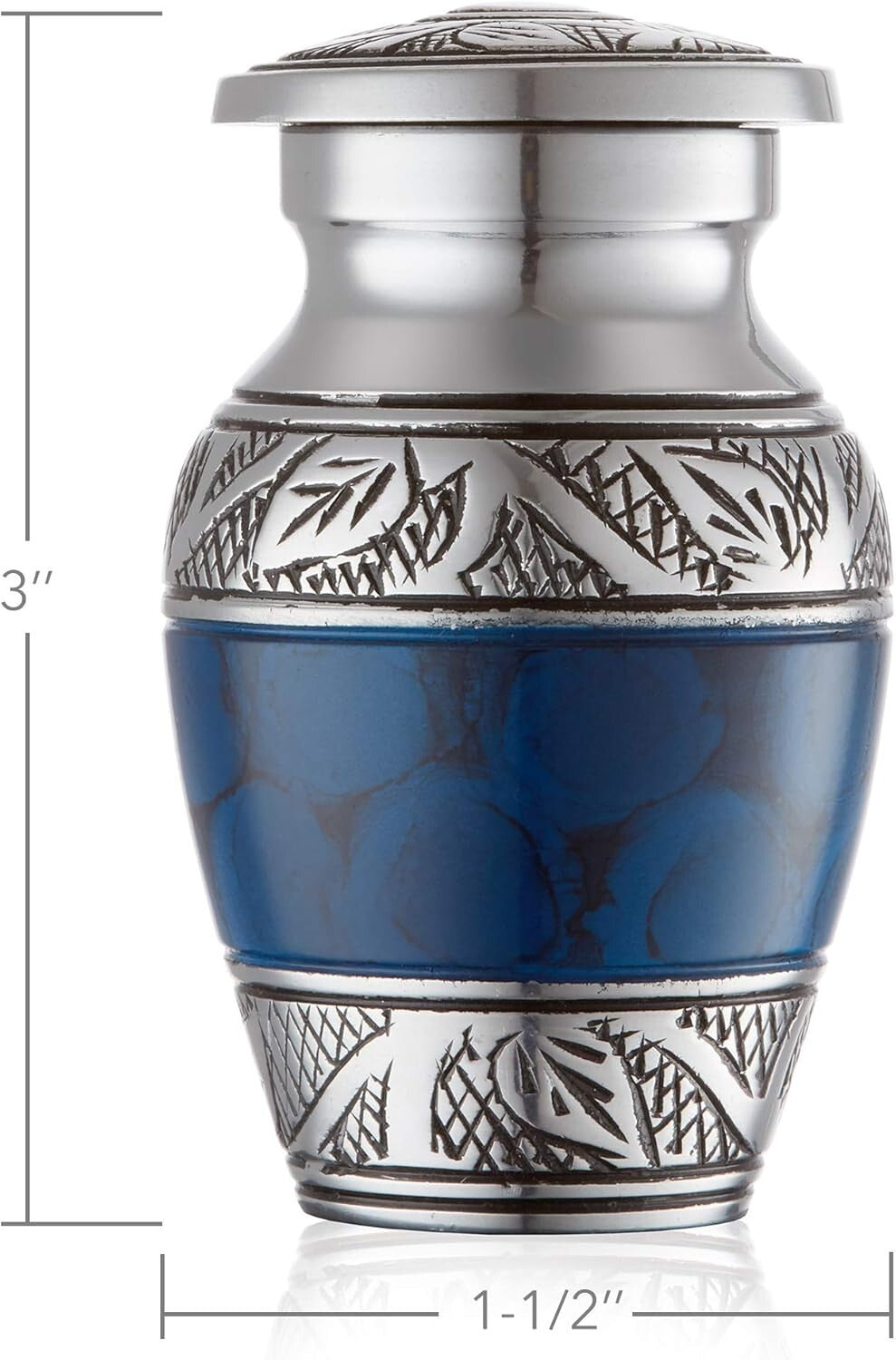 Set of 6 Mini Blue Cremation Urns with Velvet Case - Elegant Keepsake Collection