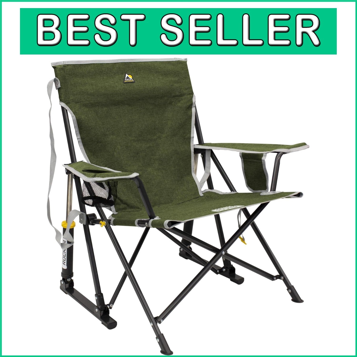 Compact Kickback Rocker Folding Chair for Camping - 250 lbs Capacity, Easy Setup