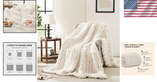 Load image into Gallery viewer, Breathable and Soft Chunky Knit Chenille Throw Blanket - Elegant Ivory 80''x90''