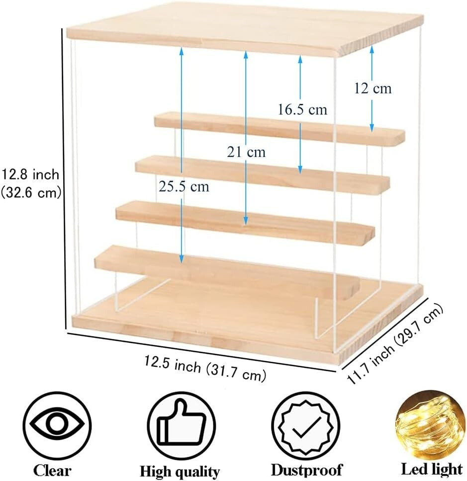 Modern 5-Tier Acrylic Showcase with Door & Wooden Base for Funko Pop Figures
