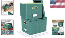 Load image into Gallery viewer, Modern 2-Pack Document Organizer with Lid for Letter/Legal Files in Forest Green