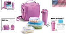 Load image into Gallery viewer, Mauve Meal Prep Lunch Bag with 4 Compartments and Comfortable Shoulder Strap