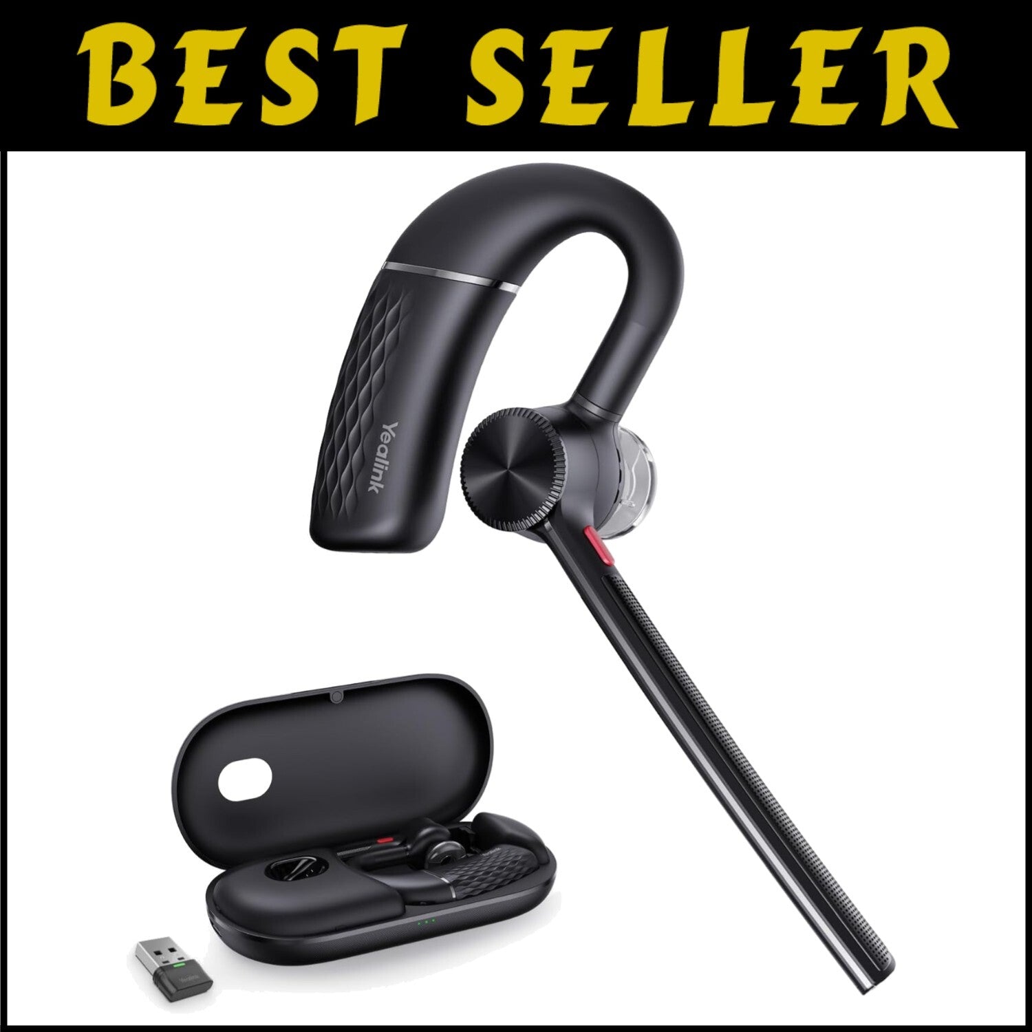Wireless Bluetooth Earpiece with 4-Mic Noise Cancellation - Ideal for Business